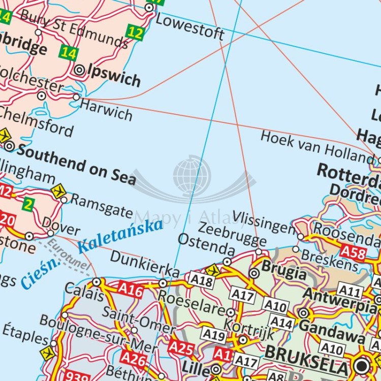 Europa 1:2 400 000. Mapa ścienna drogowa. Fragment 3