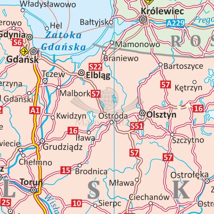 Europa 1:2 400 000. Mapa ścienna drogowa. Fragment 4