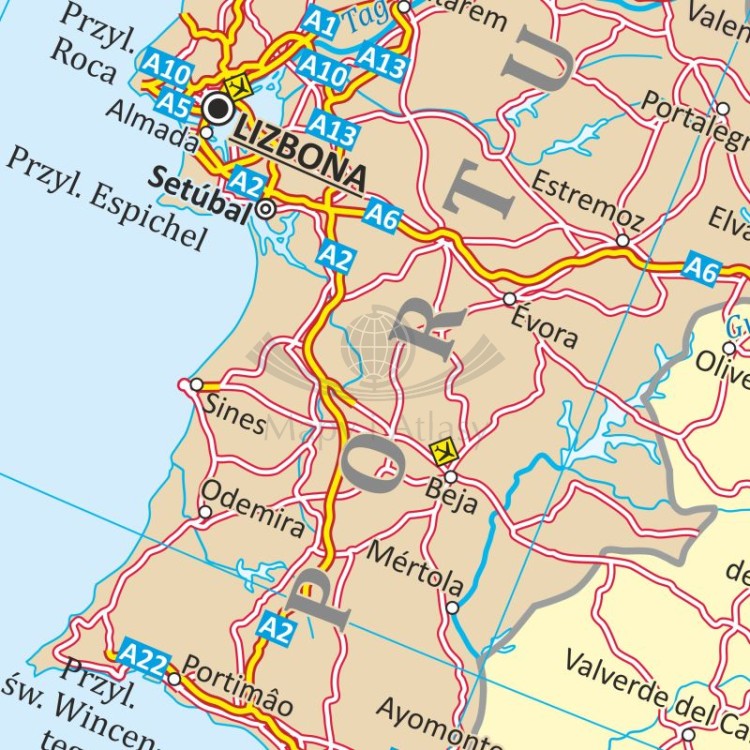 Europa 1:2 400 000. Mapa drogowa. Wersja do wpinania. Fragment 1