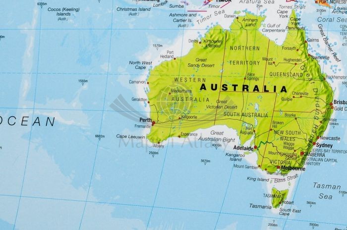 Świat polityczny 1:60 000 000. Mapa, podkładka na biurko i pod mysz dla dzieci wydawnictwa Maps International. Fragment 5