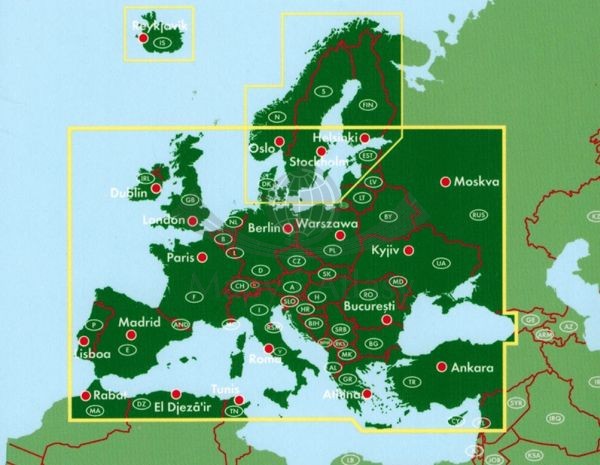 Europa 1:3 500 000. Mapa fizyczno-drogowa wydawnictwa Freytag & Berndt. Zasięg