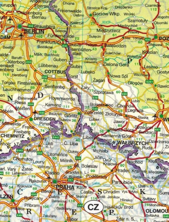 Europa 1:3 500 000. Mapa fizyczno-drogowa wydawnictwa Freytag & Berndt. Fragment 2