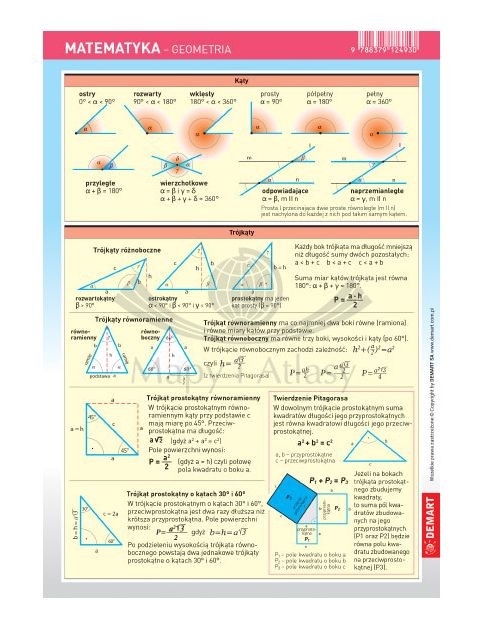 Matematyka - geometria. Dwustronna mini ściąga. Demart