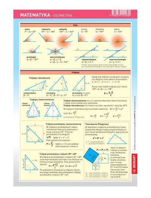Matematyka - geometria. Dwustronna mini ściąga wydawnictwa Demart