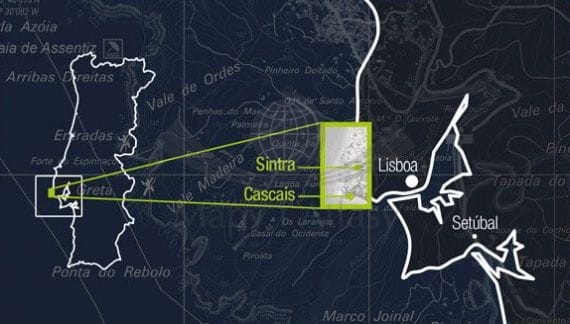 Sintra Cascais Nature Park 1:25 000. Wodoodporna mapa samochodowo-turystyczna wydawnictwa Adventure Maps. Zasięg