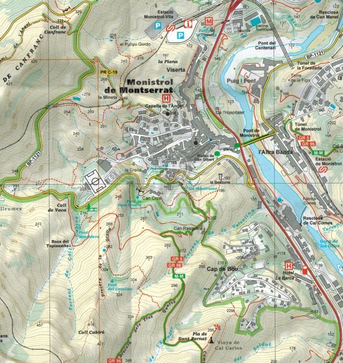 Park Narodowy Montserrat i Serralada Prelitoral. Mapa turystyczna wydawnictwa Editorial Alpina. Fragment 2