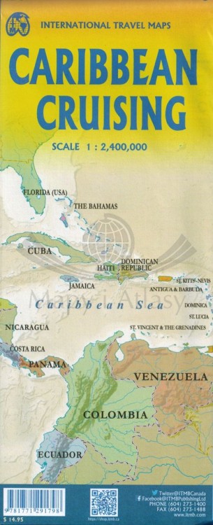 Karaiby. Rejsy po Karaibach / Caribbean Cruising. Mapa samochodowo-turystyczna wydawnictwa ITMB. Okładka - tył