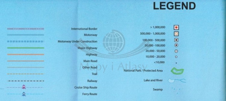 Karaiby. Rejsy po Karaibach / Caribbean Cruising. Mapa samochodowo-turystyczna wydawnictwa ITMB. Legenda 1