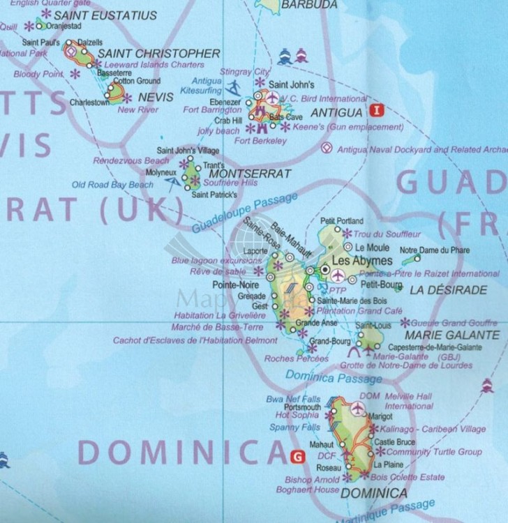 Karaiby. Rejsy po Karaibach / Caribbean Cruising. Mapa samochodowo-turystyczna wydawnictwa ITMB. Fragment 3