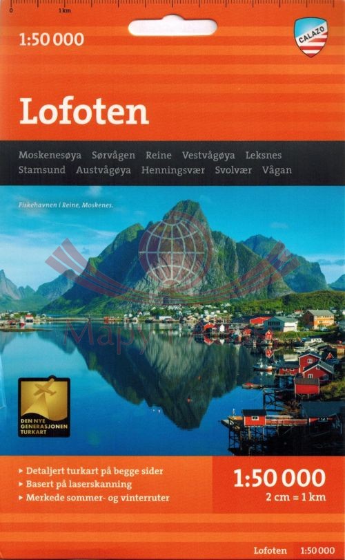 Lofoty 1:50 000. Wodoodporna mapa turystyczna. Calazo