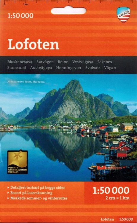 Lofoty / Lofoten. Mapa turystyczna 1:50 000 wydawnictwa Calazo. Okładka