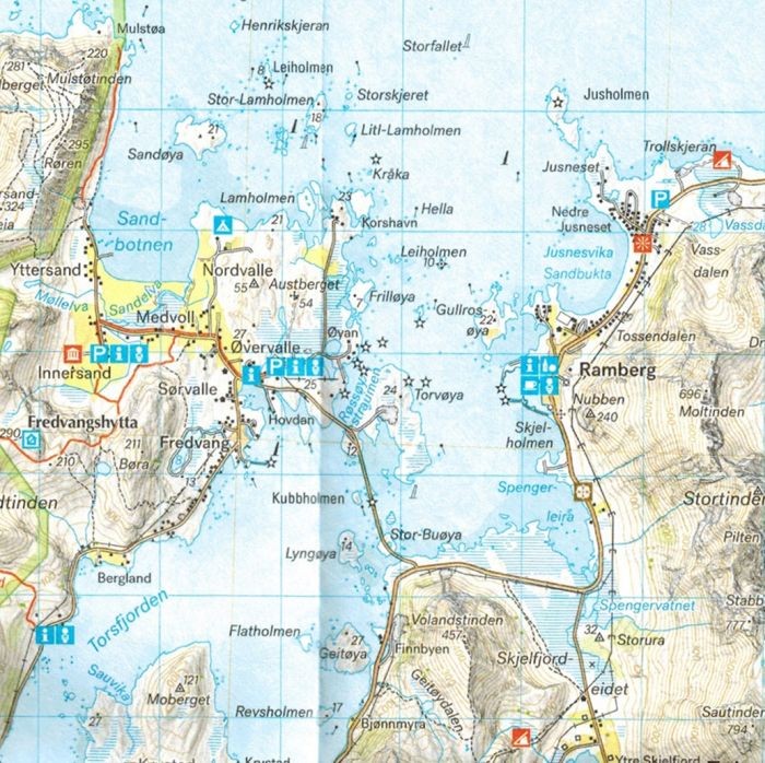 Lofoty / Lofoten. Mapa turystyczna 1:50 000 wydawnictwa Calazo. Fragment 1