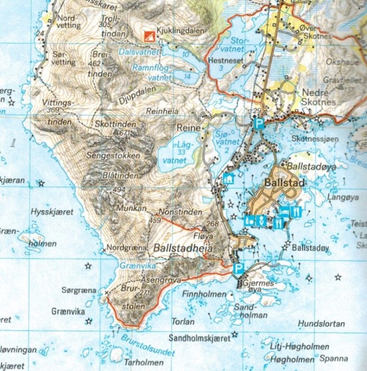 Lofoty / Lofoten. Mapa turystyczna 1:50 000 wydawnictwa Calazo. Fragment 2