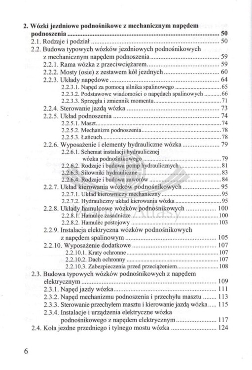 Konserwacja wózków jedniowych podnośnikowych z mechanicznym napędem podnoszenia. Poradnik wydawnictwa KaBe. Spis treści 2