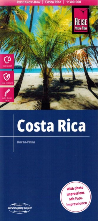 Kostaryka / Costa Rica 1:300 000. Wodoodporna mapa samochodowo-turystyczna wydawnictwa Reise Know-How. Okładka