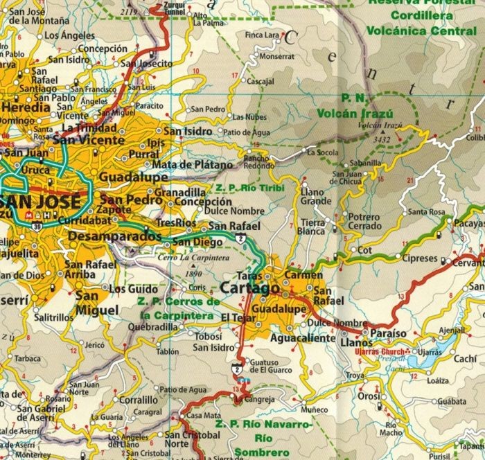 Kostaryka / Costa Rica 1:300 000. Wodoodporna mapa samochodowo-turystyczna wydawnictwa Reise Know-How. Fragment 1