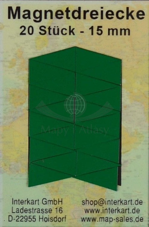 Magnesy trójkątne, jednokolorowe do oznaczania map / Znaczniki. Kolor zielony. 20 sztuk