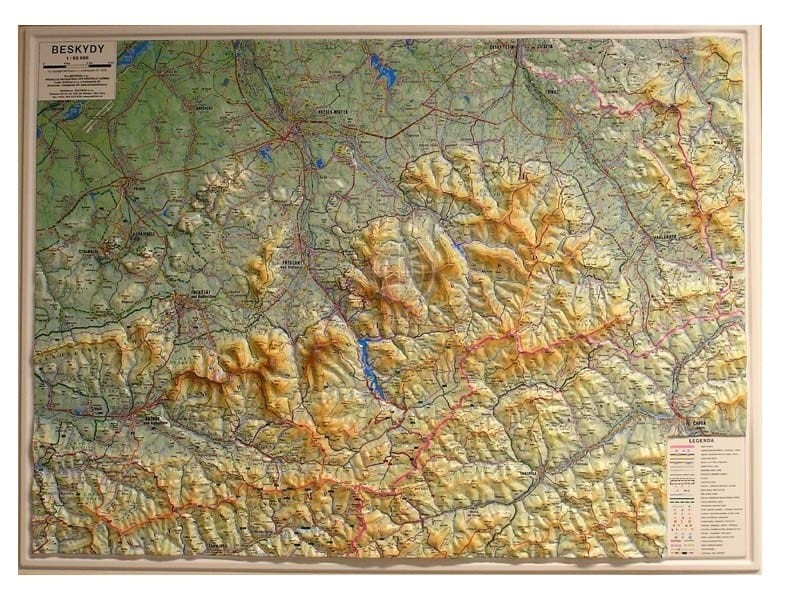 Beskid Śląsko-Morawski 1:66 666. Mapa plastyczna (trójwymiarowa)