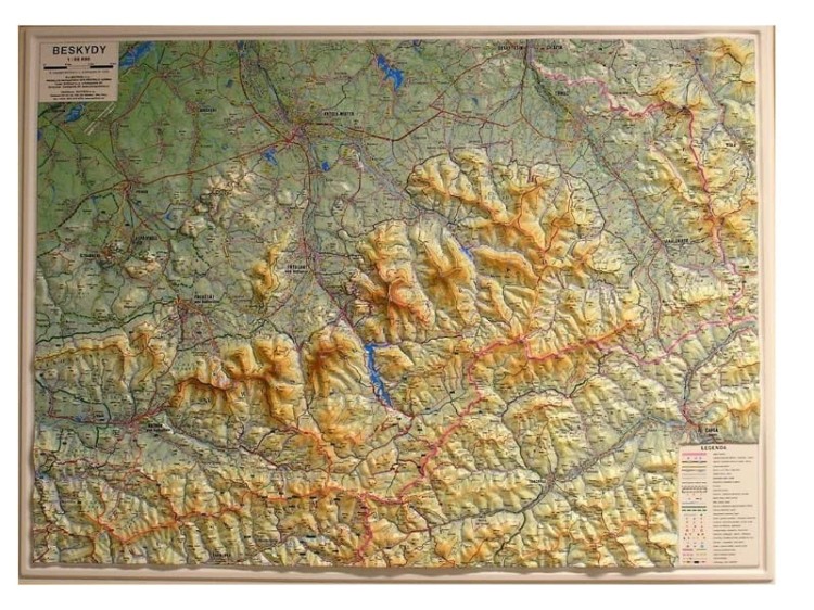 Beskid Śląsko-Morawski 1:66 666. Mapa plastyczna (trójwymiarowa)