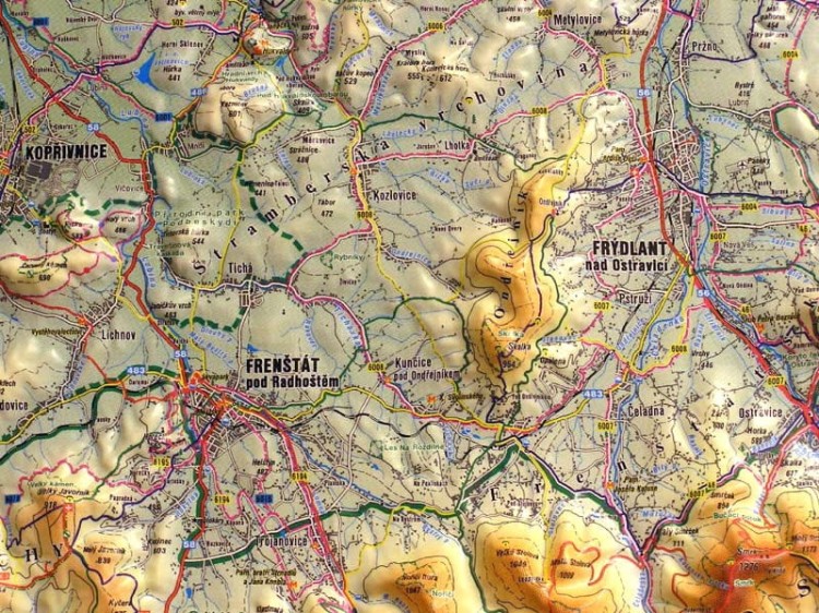 Beskid Śląsko-Morawski 1:66 666. Mapa plastyczna (trójwymiarowa). Fragment 1