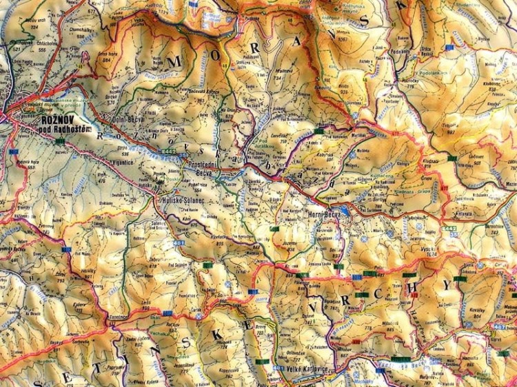Beskid Śląsko-Morawski 1:66 666. Mapa plastyczna (trójwymiarowa). Fragment 4