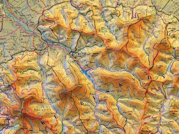 Beskid Śląsko-Morawski 1:66 666. Mapa plastyczna (trójwymiarowa). Fragment 5