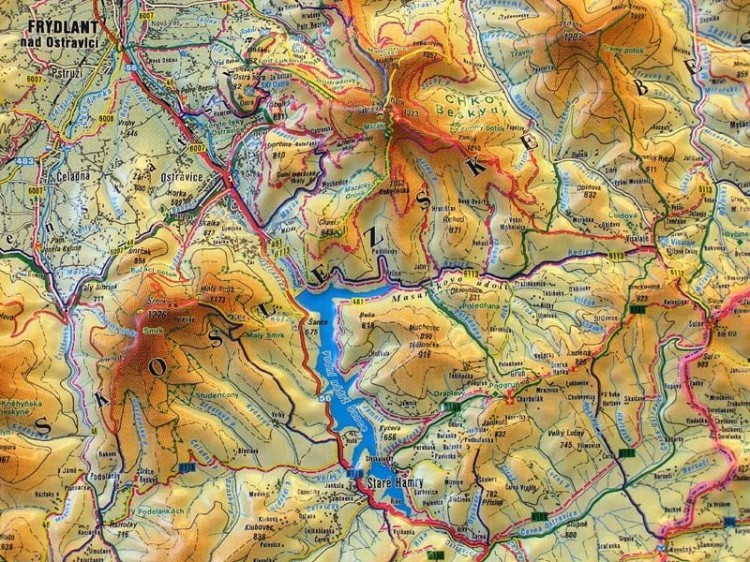Beskid Śląsko-Morawski 1:66 666. Mapa plastyczna (trójwymiarowa). Fragment 6