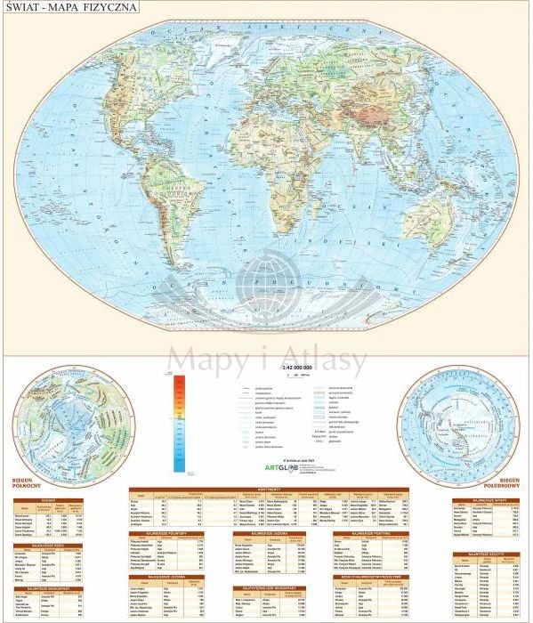 Świat. Mapa fizyczna - nakładka magnetyczna na tablice