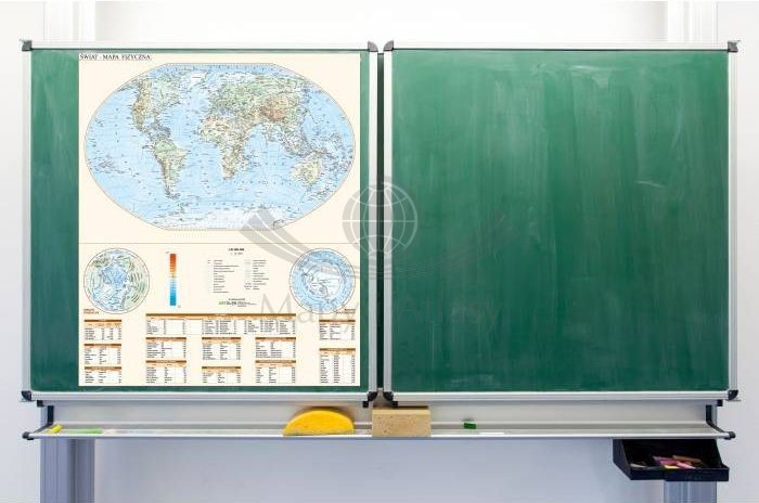 Świat. Mapa fizyczna - nakładka magnetyczna na tablice. Przykład zastosowania