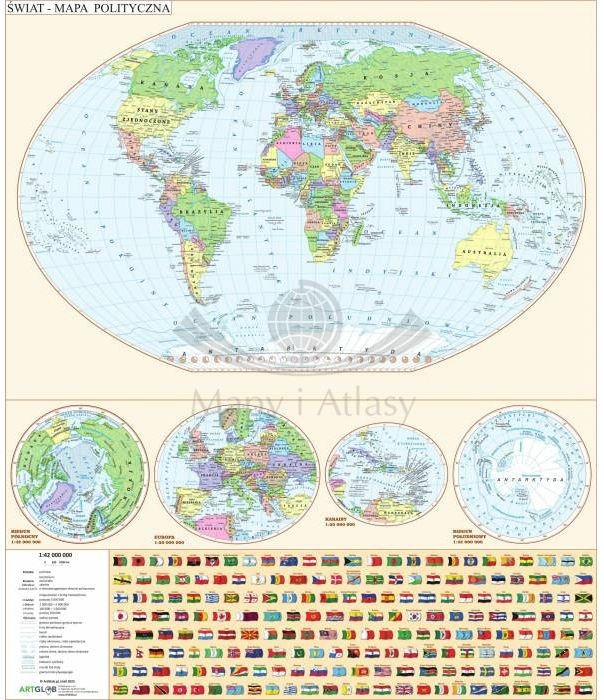Świat. Mapa polityczna - nakładka magnetyczna na tablice