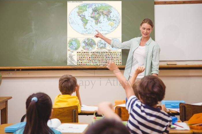 Świat. Mapa polityczna - nakładka magnetyczna na tablice. Przykład zastosowania