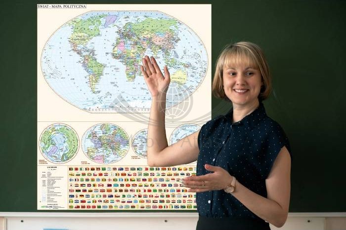 Świat. Mapa polityczna - nakładka magnetyczna na tablice. Przykład zastosowania