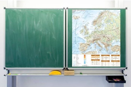 Europa. Mapa fizyczna - nakładka magnetyczna na tablice. Przykład zastosowania