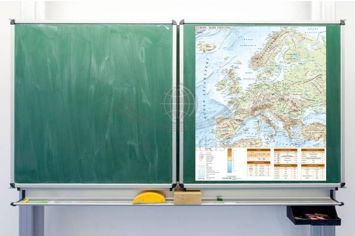 Europa. Mapa fizyczna - nakładka magnetyczna na tablice. Przykład zastosowania