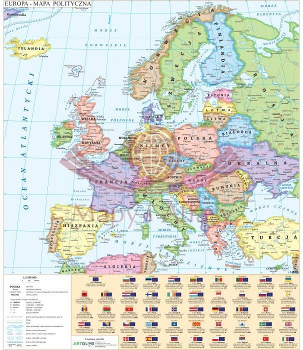 Europa. Mapa polityczna - nakładka magnetyczna na tablice