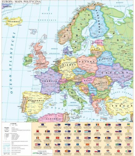 Europa. Mapa polityczna - nakładka magnetyczna na tablice