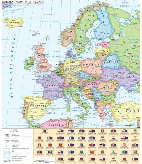 Europa. Mapa polityczna - nakładka magnetyczna na tablice
