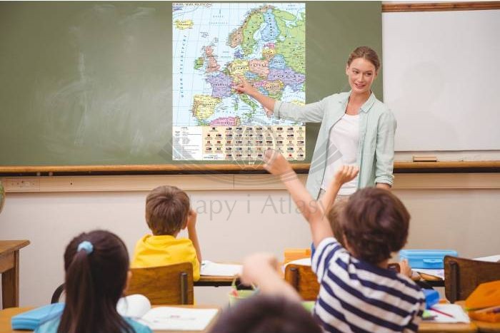 Europa. Mapa polityczna - nakładka magnetyczna na tablice. Przykład zastosowania