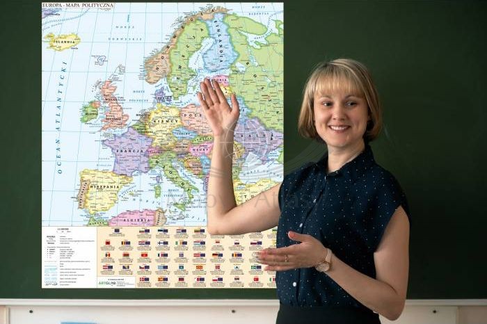 Europa. Mapa polityczna - nakładka magnetyczna na tablice. Przykład zastosowania