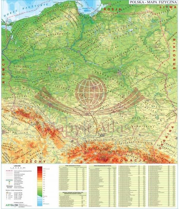 Polska. Mapa fizyczna - nakładka magnetyczna na tablice