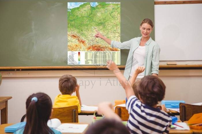 Polska. Mapa fizyczna - nakładka magnetyczna na tablice. Przykład zastosowania
