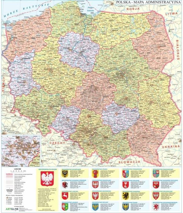 Polska. Mapa administracyjna - nakładka magnetyczna na tablice