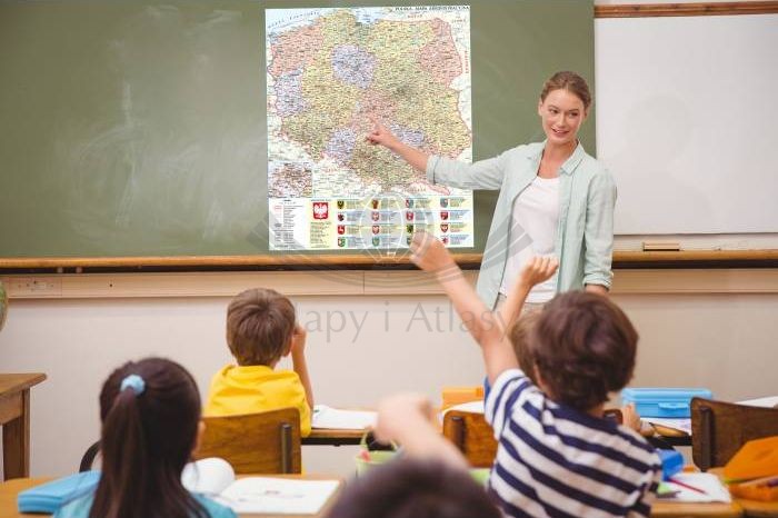 Polska. Mapa administracyjna - nakładka magnetyczna na tablice. Przykład zastosowania