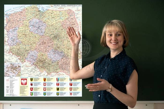 Polska. Mapa administracyjna - nakładka magnetyczna na tablice. Przykład zastosowania