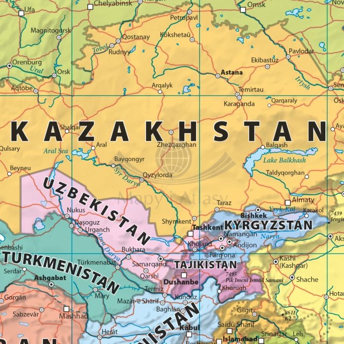 Świat 1:30 000 000. Mapa polityczna. Język angielski. Wersja do wpinania. Fragment 1