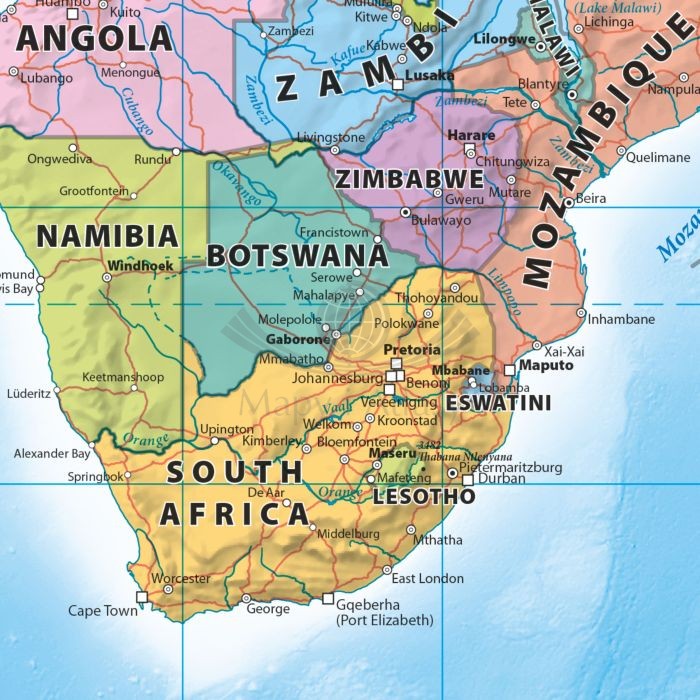 Świat 1:30 000 000. Mapa polityczna. Język angielski. Wersja do wpinania. Fragment 4