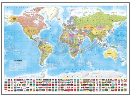 Świat 1:30 000 000. Mapa polityczna. Język angielski. Wersja do wpinania
