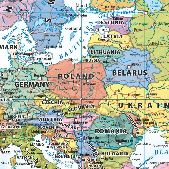 Świat 1:30 000 000. Mapa polityczna. Język angielski. Wersja magnetyczna. Fragment 3