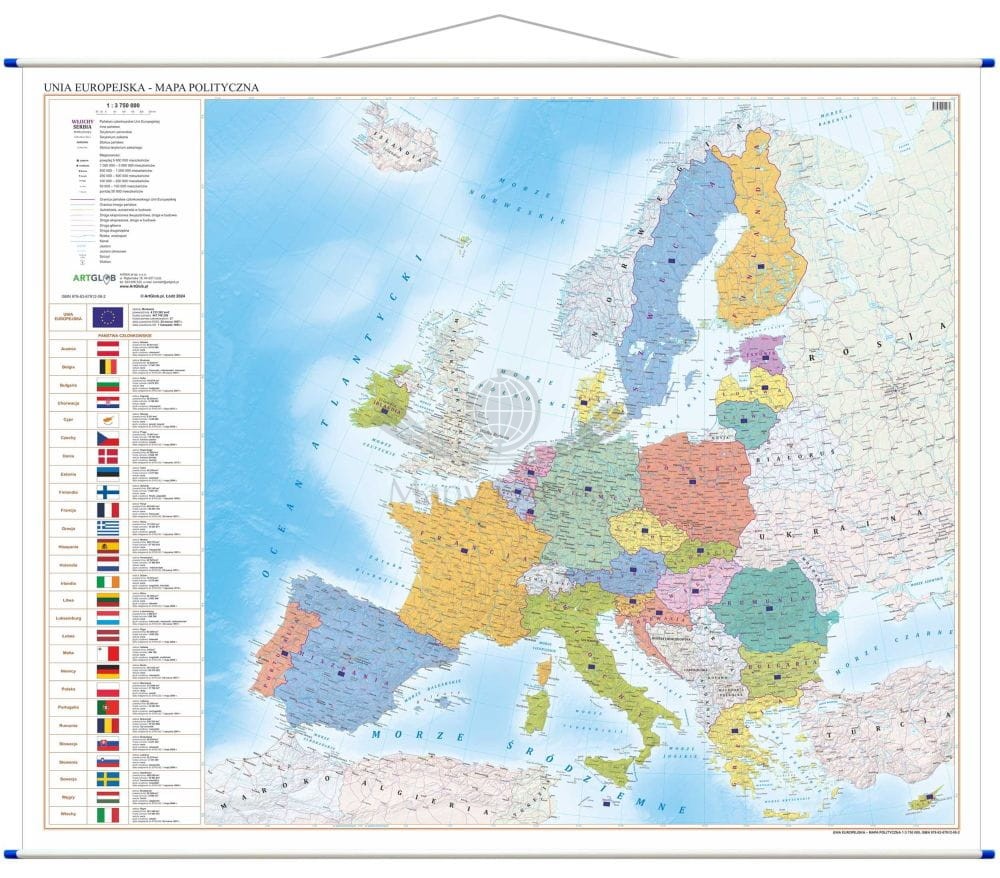 Unia Europejska 1:3 750 000. Mapa ścienna polityczna