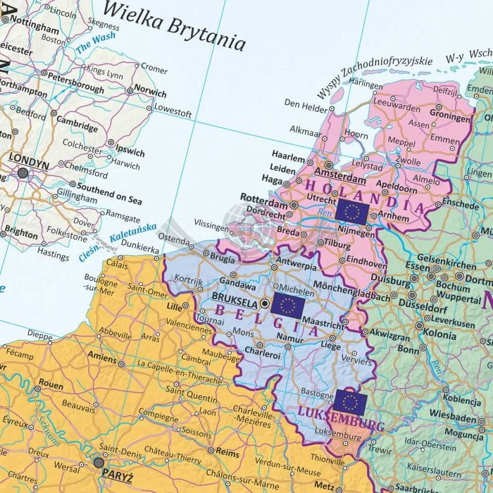 Unia Europejska 1:3 750 000. Arkusz, mapa ścienna polityczna. Fragment 5